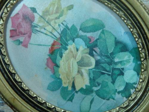A Vintage small framed silk picture