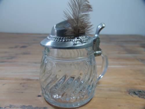 Vintage West German original BMF Bierseidel beer Mug with Pewter "Hat" Lid