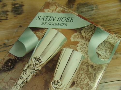 Vintage silver plated Champagne Flutes, Emess - satin rose by Godinger - mint in box