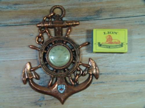 Crazy R1 start - Vintage Copper plated Anchor Thermometer wall plaque - working