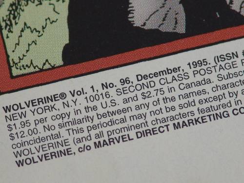 Marvel comics, Wolverine, Vol.1 no. 96, 1995, vintage collectable comic book