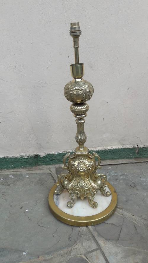 Vintage large Brass table lamp on a Marble base, 600cm High