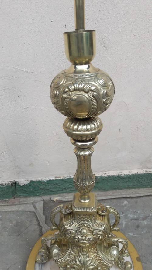 Vintage large Brass table lamp on a Marble base, 600cm High