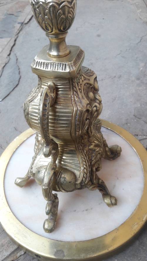 Vintage large Brass table lamp on a Marble base, 600cm High