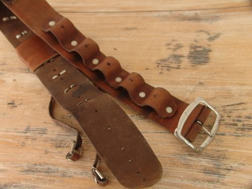 Antique genuine leather ammo Belt - 82cm long