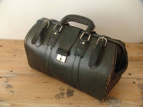 Vintage Doctor's leather Bag, Green, 40cm x 20cm x 20cm