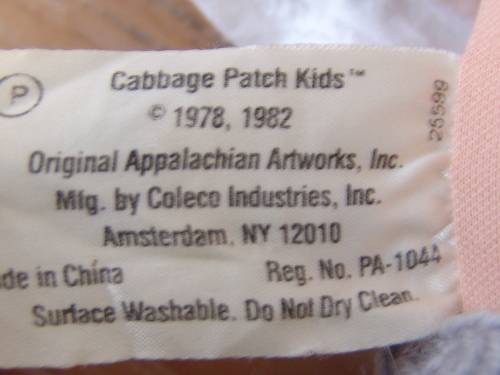Vintage large original signed 1982 Cabbage Patch Doll in period Chicco clothing, 43cm