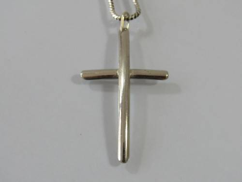 Vintage silver rope Necklace with solid silver cross Pendant, 44cm, 107g