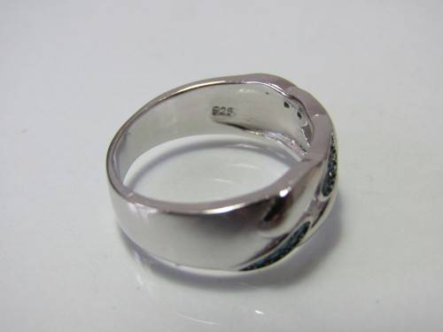Vintage 925 heavy Silver Ring with enamel detail, stamped, 5.3g