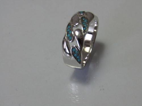 Vintage 925 heavy Silver Ring with enamel detail, stamped, 5.3g