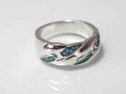 Vintage 925 heavy Silver Ring with enamel detail, stamped, 5.3g