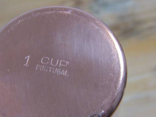 Vintage Copper measuring Cup (1cup) with brass handle, Portugal, functional, 10cm