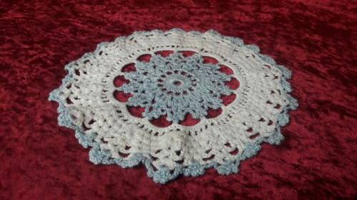 Vintage blue and white doilie