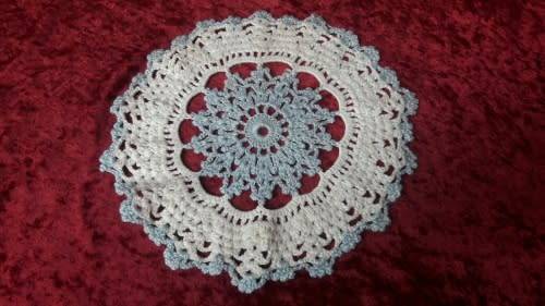 Vintage blue and white doilie