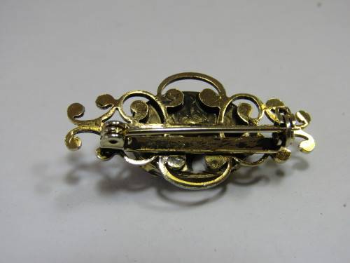 Vintage gold plated Tigers Eye Brooch, 3.5cm, excellent condition