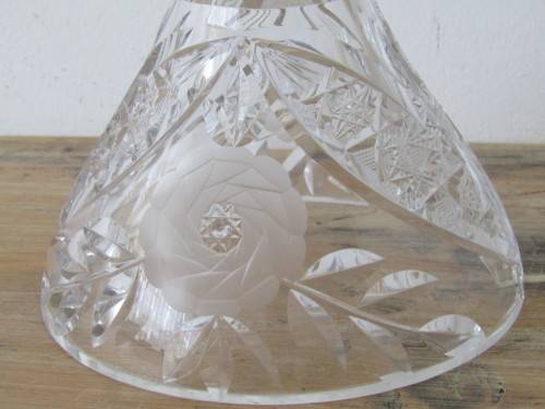 Rare vintage large heavy Cut Crystal mushroom Table Lamp, 42cm high, working - low start