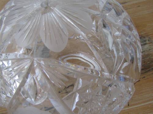 Rare vintage large heavy Cut Crystal mushroom Table Lamp, 42cm high, working - low start