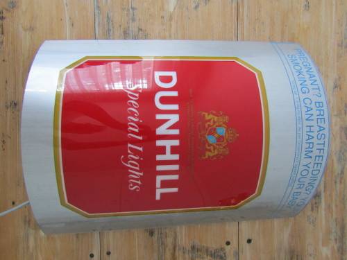 Large Dunhill cigarette light box Sign, 53cm x 38cm, excellent and working condition