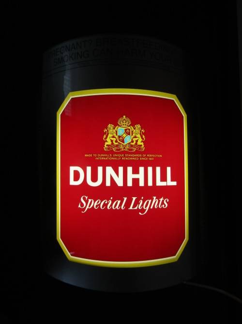 Large Dunhill cigarette light box Sign, 53cm x 38cm, excellent and working condition