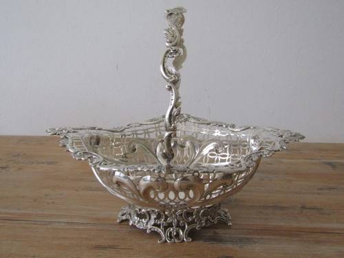 Antique Victorian Mappin Brothers hallmarked solid Silver Basket, London 1892, 420grams, prestine
