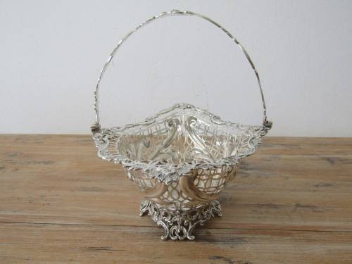 Antique Victorian Mappin Brothers hallmarked solid Silver Basket, London 1892, 420grams, prestine