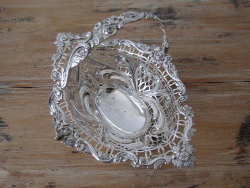 Antique Victorian Mappin Brothers hallmarked solid Silver Basket, London 1892, 420grams, prestine