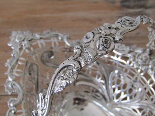 Antique Victorian Mappin Brothers hallmarked solid Silver Basket, London 1892, 420grams, prestine