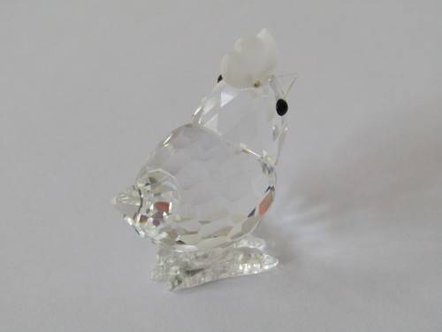 Swarovski silver crystal boxed Mini Hen ornament with certificate. Mint condition