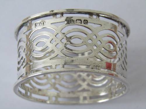 Vintage hall marked solid silver Servette ring, 14grams, Bermingham 1904