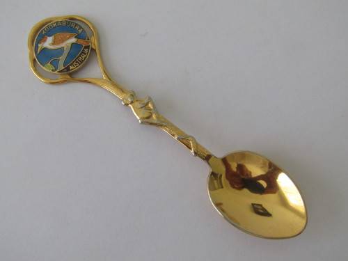 Vintage collectable gold plated spoon, Australia Kookaburra