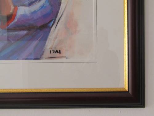 Original Vangani Itai mixed media on paper framed painting, 28cm x 41cm, excell investment (R4000)