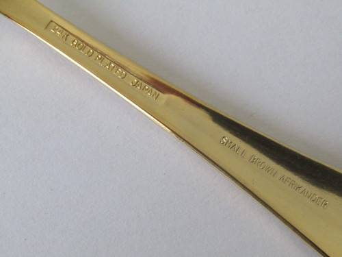 Lot of 6 vintage 24ct goldplated and enamel spoons (6), others available