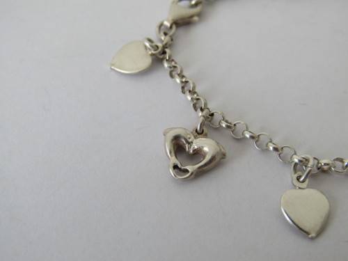 925 Solid silver Bracelet, chain with charms, 17cm, 8.1 grams
