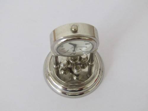 Vintage miniature Quartz desk clock, metal construction, 6cm high - others available