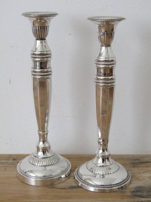 Pair of vintage tall silverplated candle sticks, 25cm, excellent condition