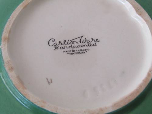 Vintage Carlton Ware lustre green art deco Bowl, 20cm diameter