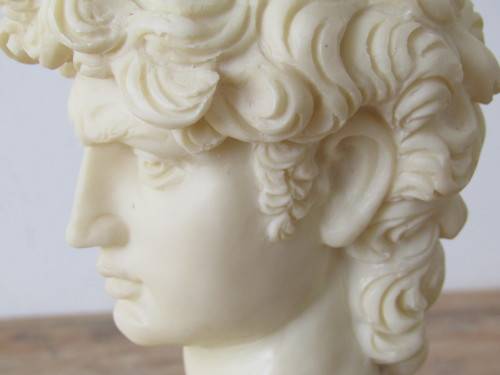 Vintage Italian Bust of David on wooden base and with markings, 26cm tall, excellent condition