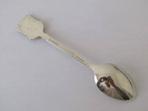 Vintage lot of two Angora silverplated sport spoons, Tennis and Bowls, England, 12cm