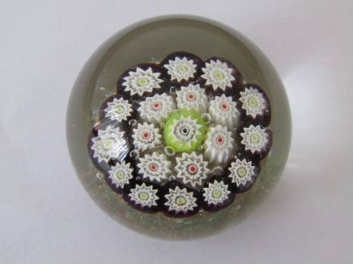 Vintage original Murano art glass paperweight, Mille Fiore, 6cm diameter