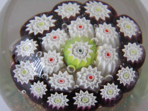 Vintage original Murano art glass paperweight, Mille Fiore, 6cm diameter