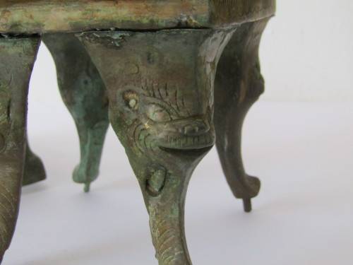 Antique original solid Bronze Oriental Incence burner with Foo Dog detail, large 41cmcm