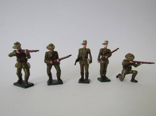 Vintage boxed set of 5 "SA Mounted Infantry 1899 - 1902" lead toy soldiers figures,6cm