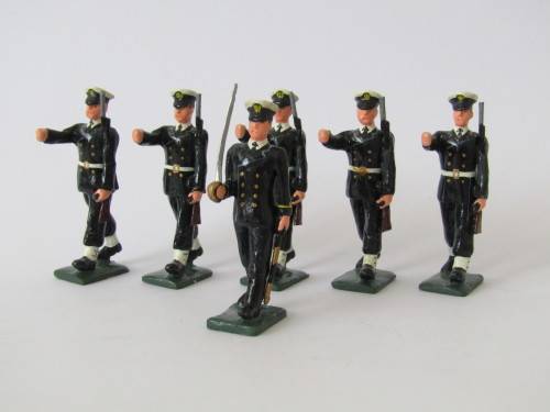 Vintage boxed set of 6 "South African Navy" lead toy soldiers figures, 6cm