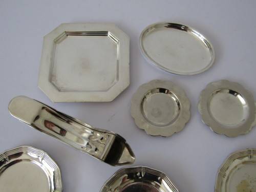 Lot of 7 vintage silverplated EPNS items and a SS garlic press