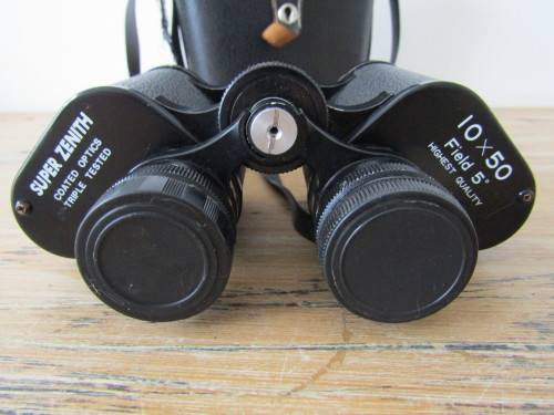 Vintage Super Zenith Binoculars, 10 x 50 Field 5' with case, excellent working conditio