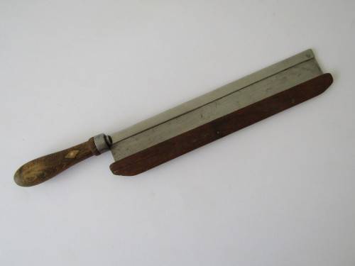 Excellent quality Backsaw with wooden blade cover and brass inlaid wooden handle, 35cm