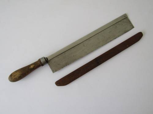 Excellent quality Backsaw with wooden blade cover and brass inlaid wooden handle, 35cm