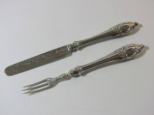 Vintage hallmarked solid sterling silver small Knife and Fork Set in excellent condition, 15cm, 27g