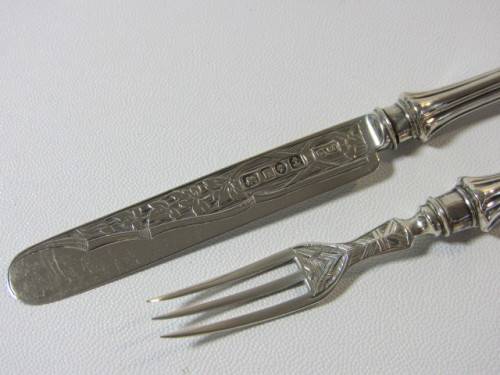 Vintage hallmarked solid sterling silver small Knife and Fork Set in excellent condition, 15cm, 27g