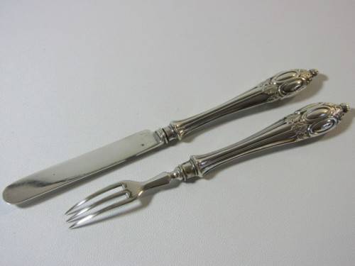 Vintage hallmarked solid sterling silver small Knife and Fork Set in excellent condition, 15cm, 27g